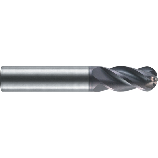 Picture of ROBBJACK XG-402-24-BN DIA 3/4 SH 0.7500 LOC 1.50 OAL 4.00 End Mill Standard Flute Variable Helix Carbide Uncoated Single End Ball Nose