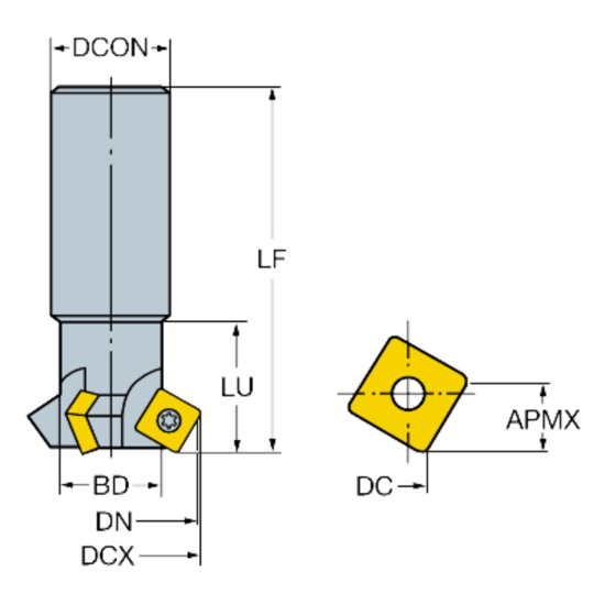 Picture of SANDVIK R215.64-32A32-4512, U-Max Chamfer Milling Cutter, 32.5mm Cutting Diameter 45.0°, Chamfer Mill, Back Chamfer