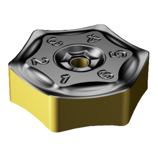 Picture of SANDVIK HNMF 09 05 16-KH 3330 CoroMill S-60 double sided hexagonal Insert; 60° for cast iron with double sided hexagonal Inserts