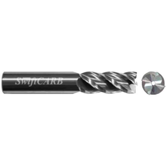 Picture of SWIFTCARB AF12504FK00BRVC0 DIA 1-1/4 SH 1.2500 LOC 2.00 OAL 4.50 End Mill Standard Flute Variable Helix Carbide Uncoated Single End Corner Radius 0.2500 6.35MM
