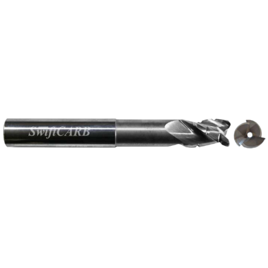 Picture of SWIFTCARB AV10003E6NUPTCC0 DIA 1 SH 1.00 LOC 1.50 OAL 8.00 End Mill Standard Flute Variable Helix Carbide Uncoated Single End Corner Radius 0.0600 1.52MM