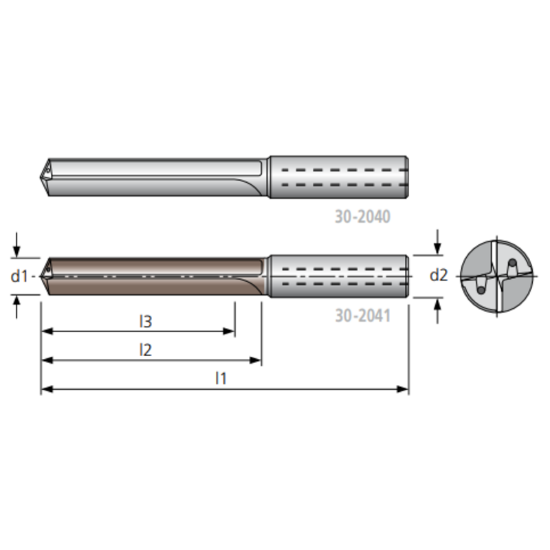 Picture of HAM TFR299-2000 TA 20.00mm 7XD Solid Carbide Multi Drill , 2 Straight Flutes, TA Coated, Coolant Thru