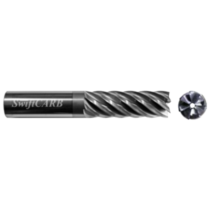 Picture of SWIFTCARB XM10007LS00LRV0M DIA 1 SH 1.00 LOC 4.6250 OAL 7.00 End Mill Standard Flute Variable Helix Carbide AlTiN Single End Corner Radius 0.2500 6.35MM
