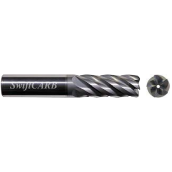 Picture of SWIFTCARB XT10005HY00GTCCM DIA 1 SH 1.00 LOC 3.00 OAL 6.00 End Mill Standard Flute Variable Helix Carbide AlTiN Single End Corner Radius 0.0600 1.52MM