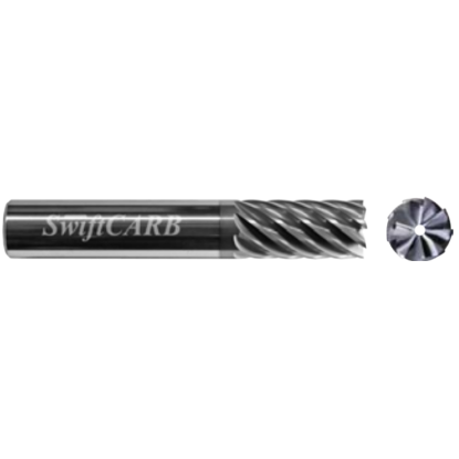 Picture of SWIFTCARB XM10009II00GRH0M DIA 1 SH 1.00 LOC 3.2500 OAL 6.00 End Mill Standard Flute Variable Helix Carbide AlTiN Single End Corner Radius 0.0900 2.29MM