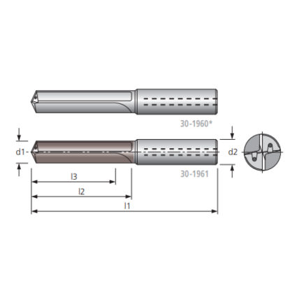 Picture of HAM TFR297-1800 18.00mm 3XD Solid Carbide Multi Drill , 2 Straight Flutes, Uncoated, Coolant Thru