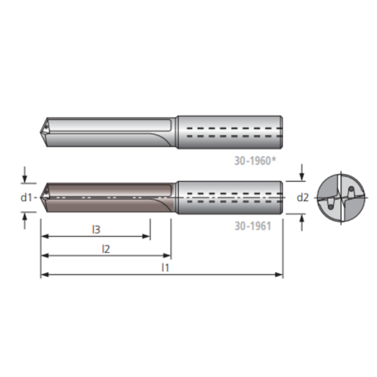 Picture of HAM TFR297-1800 18.00mm 3XD Solid Carbide Multi Drill , 2 Straight Flutes, Uncoated, Coolant Thru