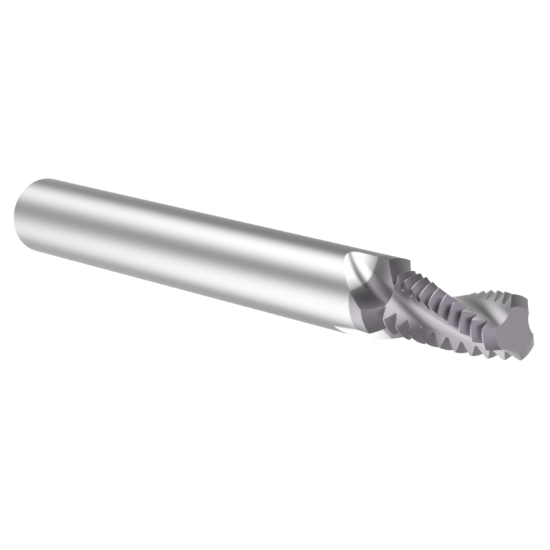 Picture of Thread MILL USA HDTM25020 Carbide 1/4" x 20.00TPI UN 0.195 Cut Dia Cylindrical 0.2500 2.500 OAL TIALN