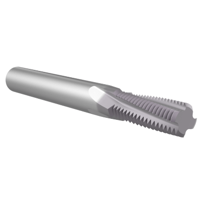 Picture of Thread MILL USA TM25020DE Carbide 1/4" x 20.00TPI UN 0.180 Cut Dia Cylindrical 0.1875 2.500 OAL TIALN