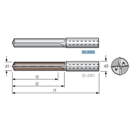 Picture of HAM TFR294-1350 TA 17/32" 12XD Solid Carbide Multi Drill , 2 Straight Flutes, TA Coated, Coolant Thru