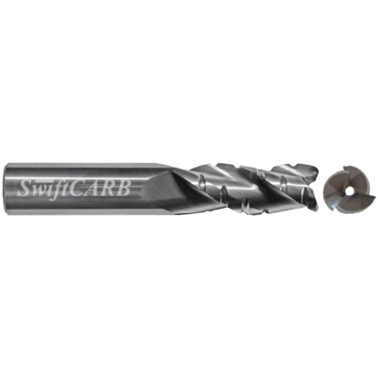 Picture of SWIFTCARB AV10003KA00LTCC0 DIA 1 SH 1.00 LOC 4.00 OAL 7.00 End Mill Standard Flute Variable Helix Carbide Uncoated Single End Corner Radius 0.0600 1.52MM