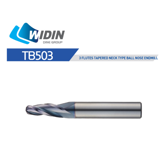 Picture of WIDIN TB50360720 DIA 12MM SH 0.7874 LOC 1.4173 OAL 3.9370 End Mill Taper Flute Carbide AlTiN Single End Ball Nose Z-CLASSIC