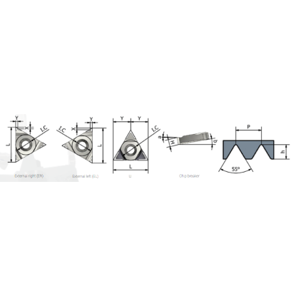 Picture of XACTFORM 16EL 60'' WHITWORTH K27C Insert Iso Thread Full Profile TiAlN 60.00TPI Whitworth BSW/BSF/BSP