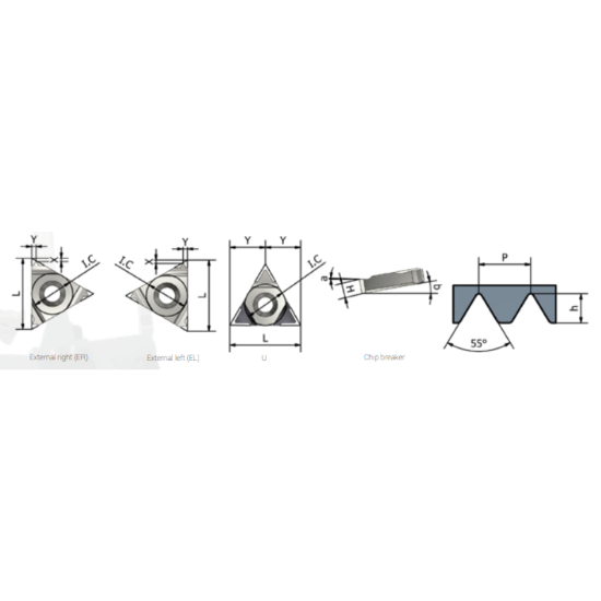 Picture of XACTFORM 16EL 60'' WHITWORTH K27C Insert Iso Thread Full Profile TiAlN 60.00TPI Whitworth BSW/BSF/BSP