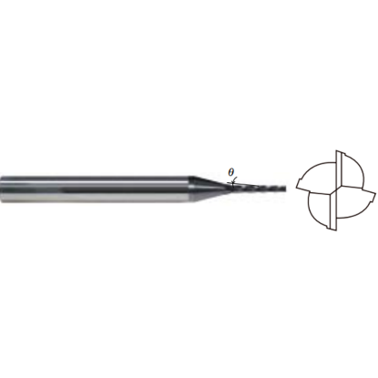 Picture of WIDIN TPRE604A-0080-15 DIA 0.08 SH 0.1875 LOC 0.5600 OAL 3.00 End Mill Taper Flute Carbide AlTiN Single End Square Sharp X-STAR
