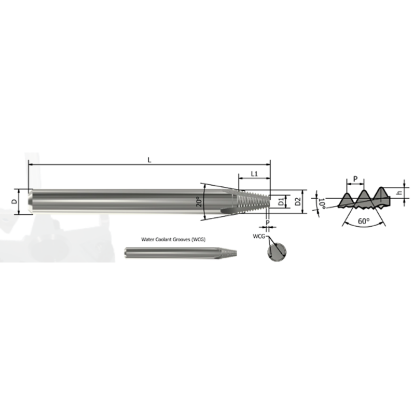 Picture of XACTFORM CSP28 Carbide Thread Mill Int / Ext 0.220 Dia 2.244 OAL 3 Flute