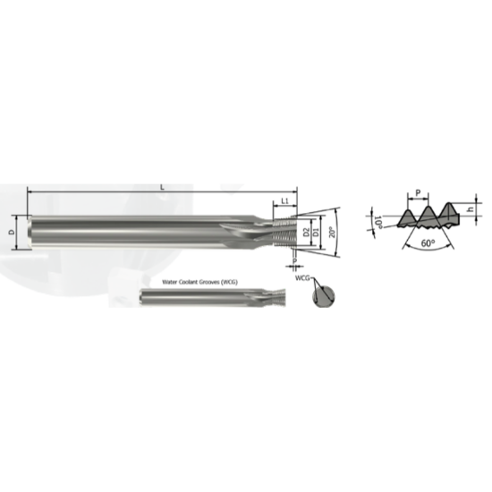 Picture of XACTFORM CSP44 Carbide Thread Mill Int / Ext 0.310 Dia 2.480 OAL 6 Flute