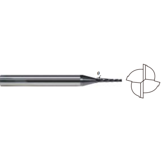 Picture of WIDIN TPRE604A-0070-20 DIA 0.07 SH 0.1875 LOC 0.4900 OAL 3.00 End Mill Taper Flute Carbide AlTiN Single End Square Sharp X-STAR