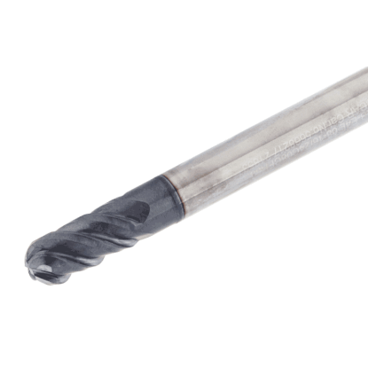 Picture of TUNGALOY TEB050E4L-10/15C06CFH57 AH710 DIA 5MM SH 0.2362 LOC 0.3937 OAL 2.2441 End Mill Standard Flute Standard Helix Carbide TiAlN Single End Ball Nose TUNG MEISTER
