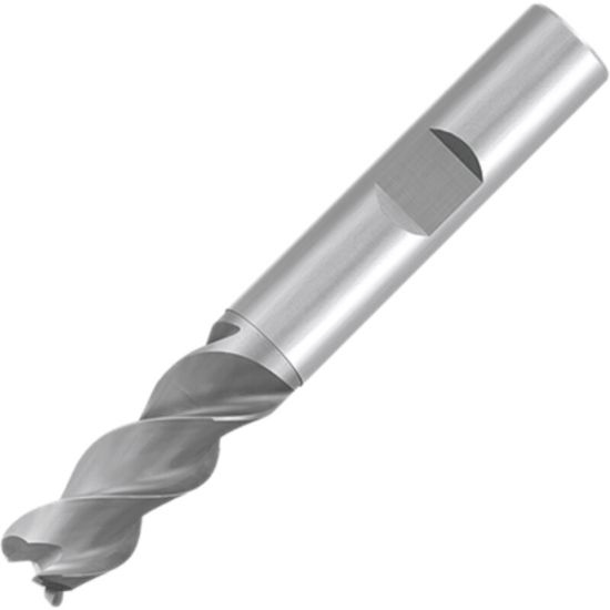 Picture of EMUGE 2547.01202 DIA 12MM SH 0.4724 LOC 1.0236 OAL 3.2677 End Mill Standard Flute Variable Helix Carbide Uncoated Single End Corner Radius 0.0787 2.00MM Alu-Cut