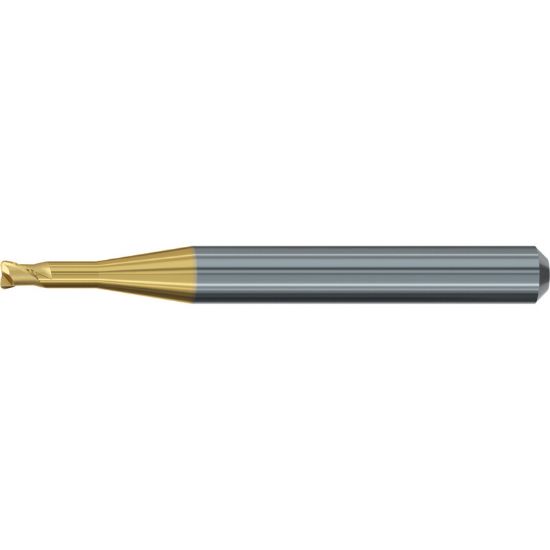 Picture of EMUGE 2630T.150610 DIA 1.50MM SH 0.2362 LOC 0.3937 OAL 2.244 End Mill Corner Radius Carbide TiN + TiAIN Single End Corner Radius 0.0039 0.10MM Dental Mills