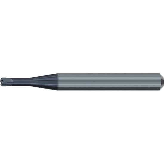 Picture of EMUGE 2634A.401612 DIA 4MM SH 0.2362 LOC 0.4724 OAL 2.2441 End Mill Corner Radius Carbide TiAlN Single End Corner Radius 0.0394 1.00MM Dental Mills