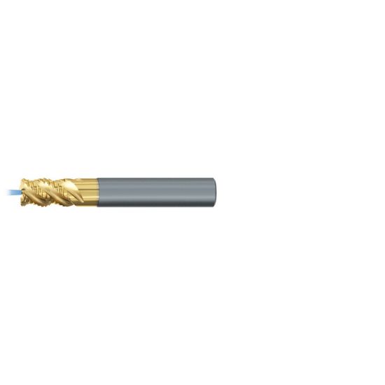 Picture of EMUGE 2642TZ.020025 DIA 20MM SH 0.7874 LOC 1.0236 OAL 3.6220 End Mill Standard Flute High Helix Carbide TiN + TiAIN Single End Corner Radius 0.0984 2.50MM TiNox-Cut