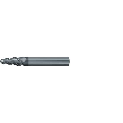 Picture of EMUGE 3440L.08020A DIA 2MM SH 0.3937 LOC 0.9055 OAL 2.8346 End Mill Taper Flute Carbide AlCrN Single End Ball Nose Turbine Program