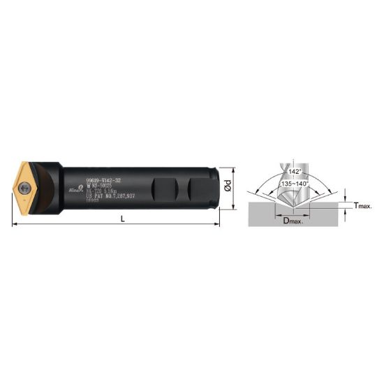 Picture of NINE 99619-V142-5/8 Flat Blade Indexable Drill Boring Bar Dia0.6250 Positive 0.6300 16.00MM Cutter Dia