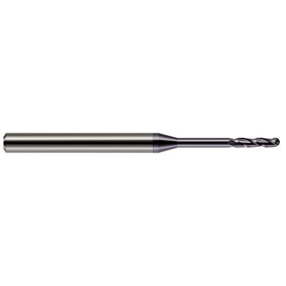 Picture of HARVEY Tool 13810-C3 DIA 0.25MM LOC 0.0500 OAL 2.50 End Mill Standard Flute Standard Helix Carbide AlTiN Single End Ball Nose