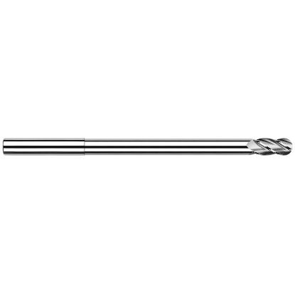 Picture of HARVEY Tool 14932 DIA 1/2 LOC 0.7500 OAL 8.00 End Mill Standard Flute Standard Helix Carbide Uncoated Single End Ball Nose