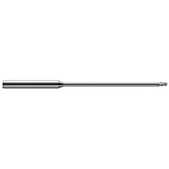 Picture of HARVEY Tool 40115 DIA 0.015 LOC 0.0220 OAL 2.50 End Mill Standard Flute Standard Helix Carbide Uncoated Single End Ball Nose