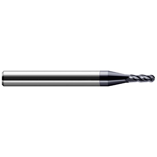 Picture of HARVEY Tool 74624-C3 .375 D Carbide BALL EM, 3x LOC, 4 FL, AlTiN End Mill Standard Flute Standard Helix Carbide AlTiN Single End Ball Nose