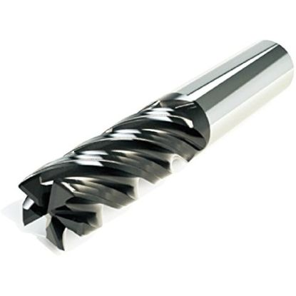 Picture of ICE 482-375-7 DIA 3/8 SH 0.3750 LOC 1.2500 OAL 3.00 End Mill Standard Flute Variable Helix Carbide ALL4 Single End Square Sharp Black