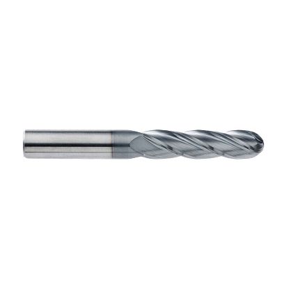 Picture of IMCO 34512 DIA 3/16 SH 0.1875 LOC 0.6250 OAL 2.00 End Mill Standard Flute Standard Helix Carbide TiCN Single End Ball Nose General Purpose
