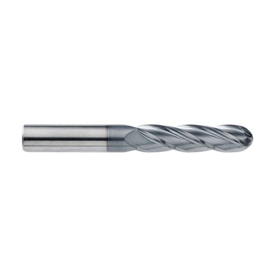 Picture of IMCO 34512 DIA 3/16 SH 0.1875 LOC 0.6250 OAL 2.00 End Mill Standard Flute Standard Helix Carbide TiCN Single End Ball Nose General Purpose