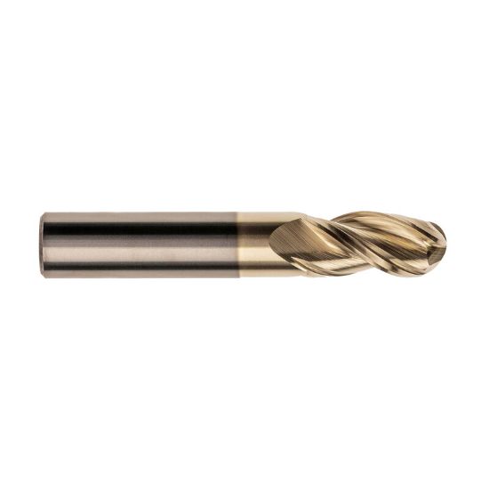 Picture of IMCO 61256 DIA 10MM SH 0.3937 LOC 0.9843 OAL 2.8346 End Mill Standard Flute High Helix Carbide Uncoated Single End Ball Nose Streaker Mill