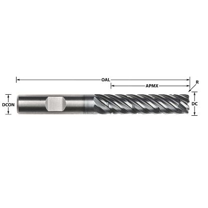 Picture of IMCO 63366 DIA 16MM SH 0.6299 LOC 2.5197 OAL 4.9213 End Mill Standard Flute Standard Helix Carbide AlCrN Single End Corner Radius 0.0394 1.00MM Pow-R-Path Mill