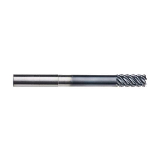 Picture of IMCO 69520 DIA 1/2 SH 0.50 LOC 1.1250 OAL 5.00 End Mill Standard Flute High Helix Carbide AlTiN Single End Corner Radius 0.0300 0.76MM Omega-6 Mill
