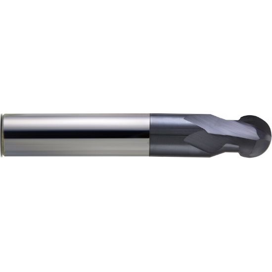Picture of MELIN H7710 DIA 3/8 SH 0.3750 LOC 0.3200 OAL 4.00 End Mill Standard Flute Standard Helix Carbide nACRoA Single End SphericalBall 270°
