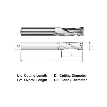 Picture of WIDIN EA302008L DIA 1/8 SH 0.1250 LOC 0.7500 OAL 2.2500 End Mill Standard Flute Standard Helix Carbide Uncoated Single End Square Sharp General Purpose