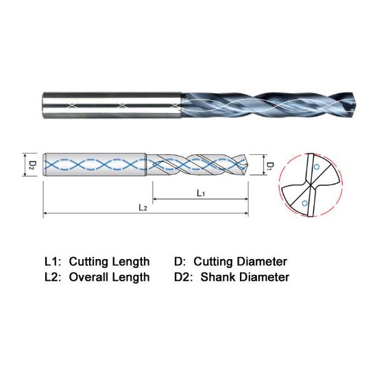 Picture of WIDIN PDMI163 16.30MM DIA 140° Point 2 Flute 5XD Drill