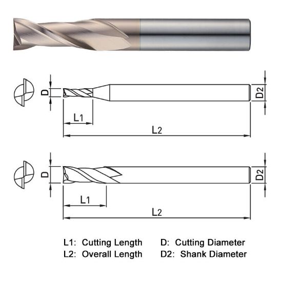 Picture of WIDIN WE502160 DIA 16MM SH 0.6299 LOC 1.2598 OAL 3.9370 End Mill Standard Flute Standard Helix Carbide AlTiN Single End Square Sharp WINNER