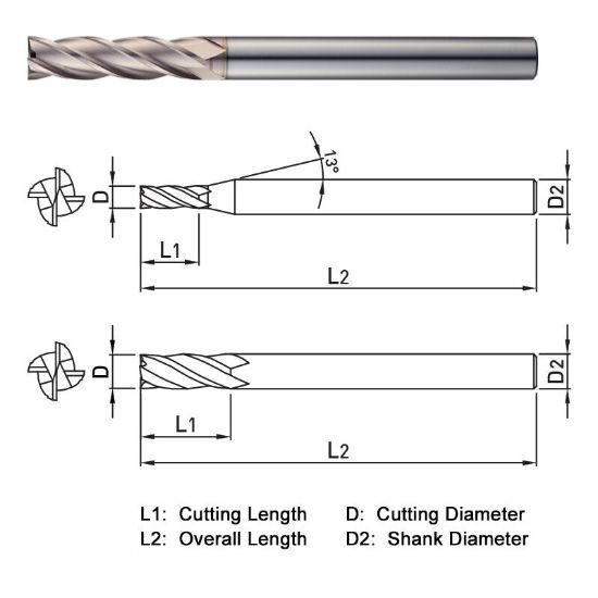 Picture of WIDIN WE52418070 DIA 18MM SH 0.7874 LOC 2.7559 OAL 5.1181 End Mill Standard Flute Standard Helix Carbide AlTiN Single End Square Sharp WINNER