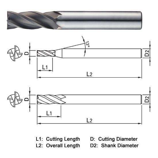 Picture of WIDIN WGE504160 DIA 16MM SH 0.6299 LOC 1.9685 OAL 4.3307 End Mill Standard Flute Standard Helix Carbide Diamond Single End Square Sharp Z-GRA-MATE