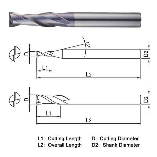 Picture of WIDIN ZE322160 DIA 16MM SH 0.6299 LOC 1.9685 OAL 5.5118 End Mill Standard Flute Standard Helix Carbide TiAlN Single End Square Sharp THUNDER