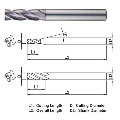 Picture of WIDIN ZE324103 DIA 10MM SH 0.3937 LOC 2.1654 OAL 7.0866 End Mill Standard Flute Standard Helix Carbide TiAlN Single End Square Sharp THUNDER