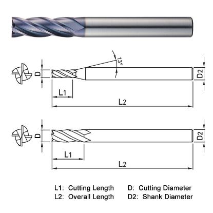 Picture of WIDIN ZM504120 DIA 12MM SH 0.4724 LOC 1.1811 OAL 3.5433 End Mill Standard Flute Standard Helix Carbide AlTiN Single End Square Sharp Z-CLASSIC