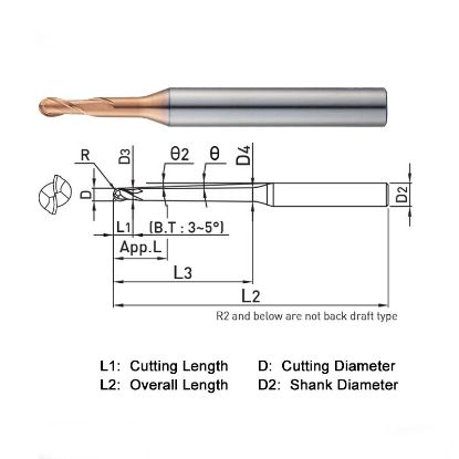 Picture of WIDIN ZSTNB2080-80-10 DIA 8MM SH 0.4724 LOC 0.5510 OAL 5.5118 End Mill Standard Flute Standard Helix Carbide AlTiN Single End Ball Nose Z-STAR