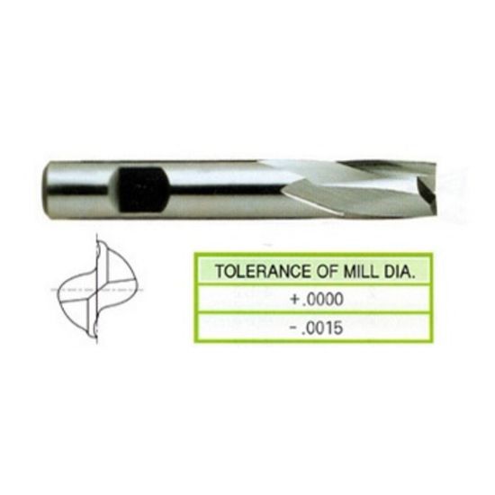 Picture of YG-1 14039 DIA 1/8 SH 0.3750 LOC 0.3750 OAL 2.3125 End Mill Standard Flute Standard Helix HSS Uncoated Single End Square Sharp General Purpose